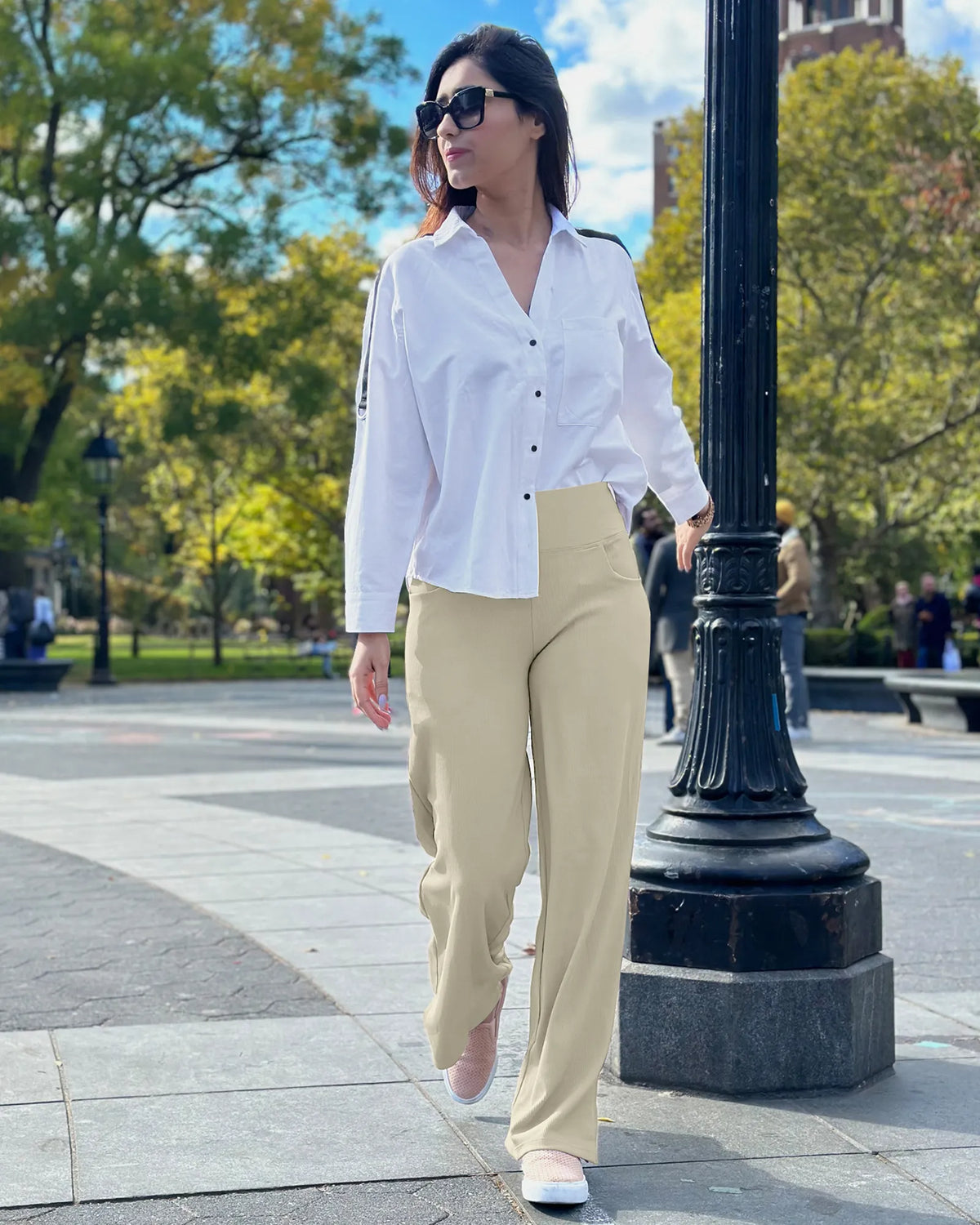 Wide Leg Pants Woman Yoga Pants with Pockets Regular