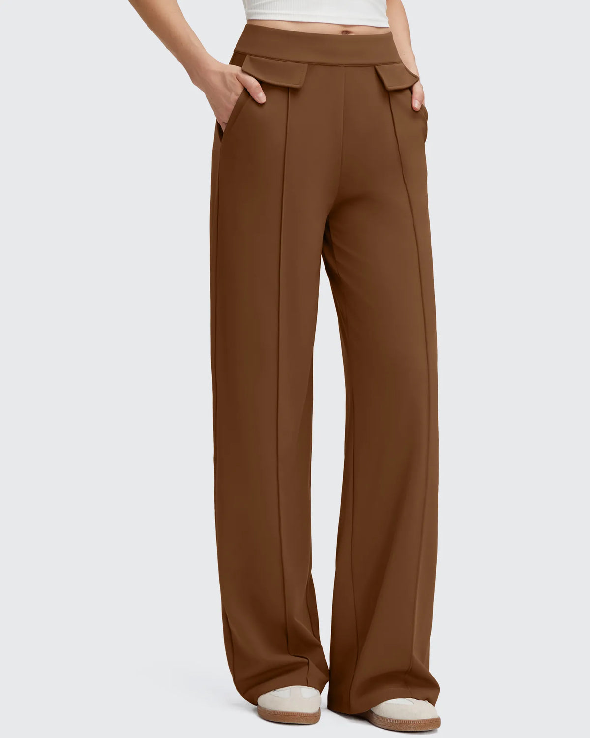 EverGoing Flap Pockets Wide Leg Dressy Pants