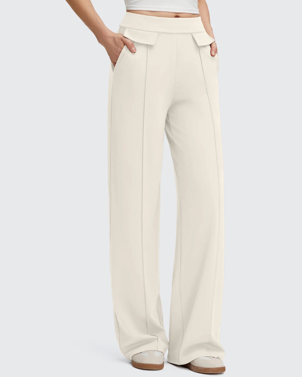 EverGoing Flap Pockets Wide Leg Dressy Pants