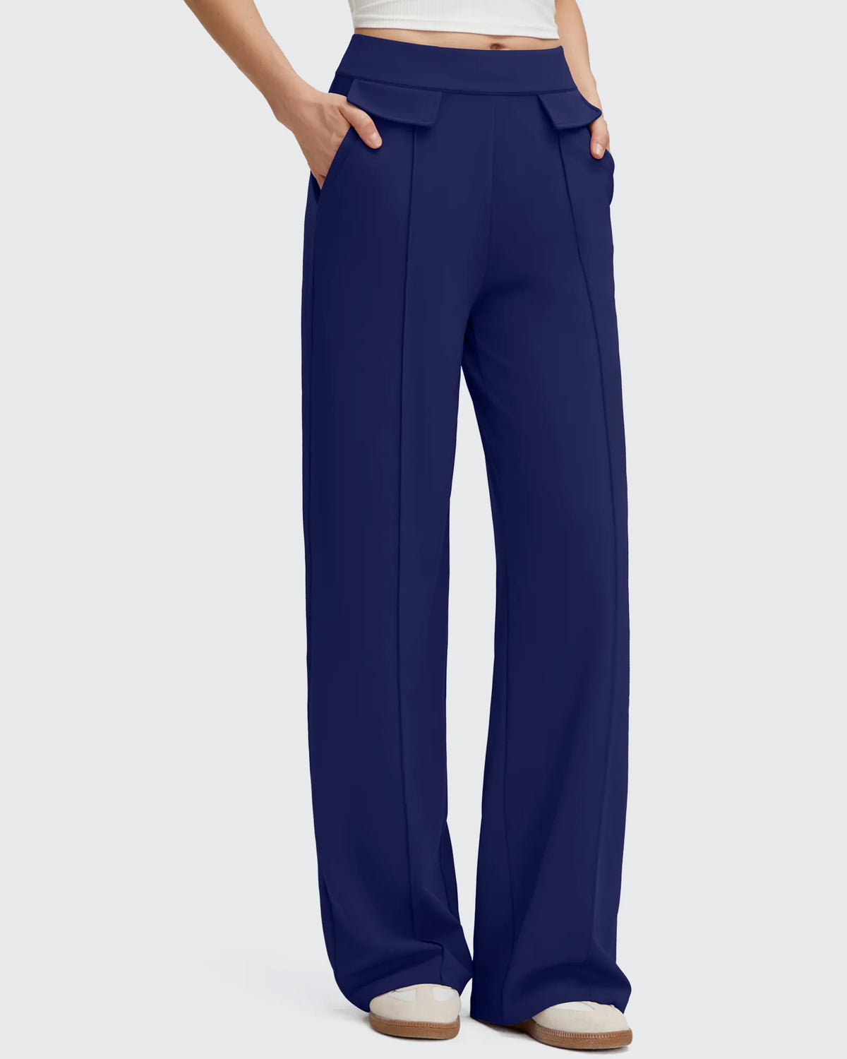 EverGoing Flap Pockets Wide Leg Dressy Pants