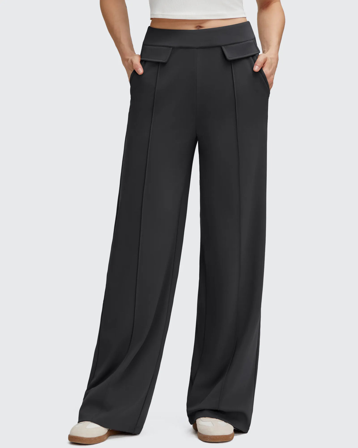 EverGoing Flap Pockets Wide Leg Dressy Pants