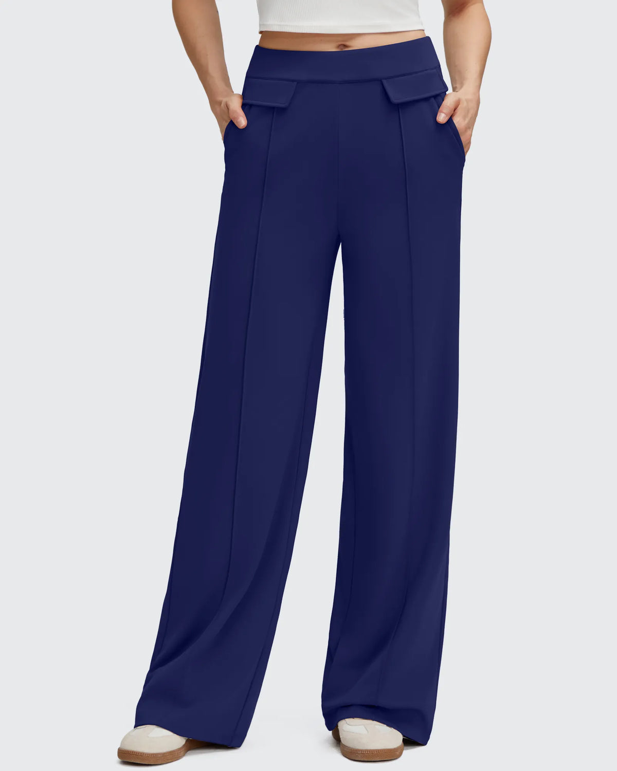 EverGoing Flap Pockets Wide Leg Dressy Pants