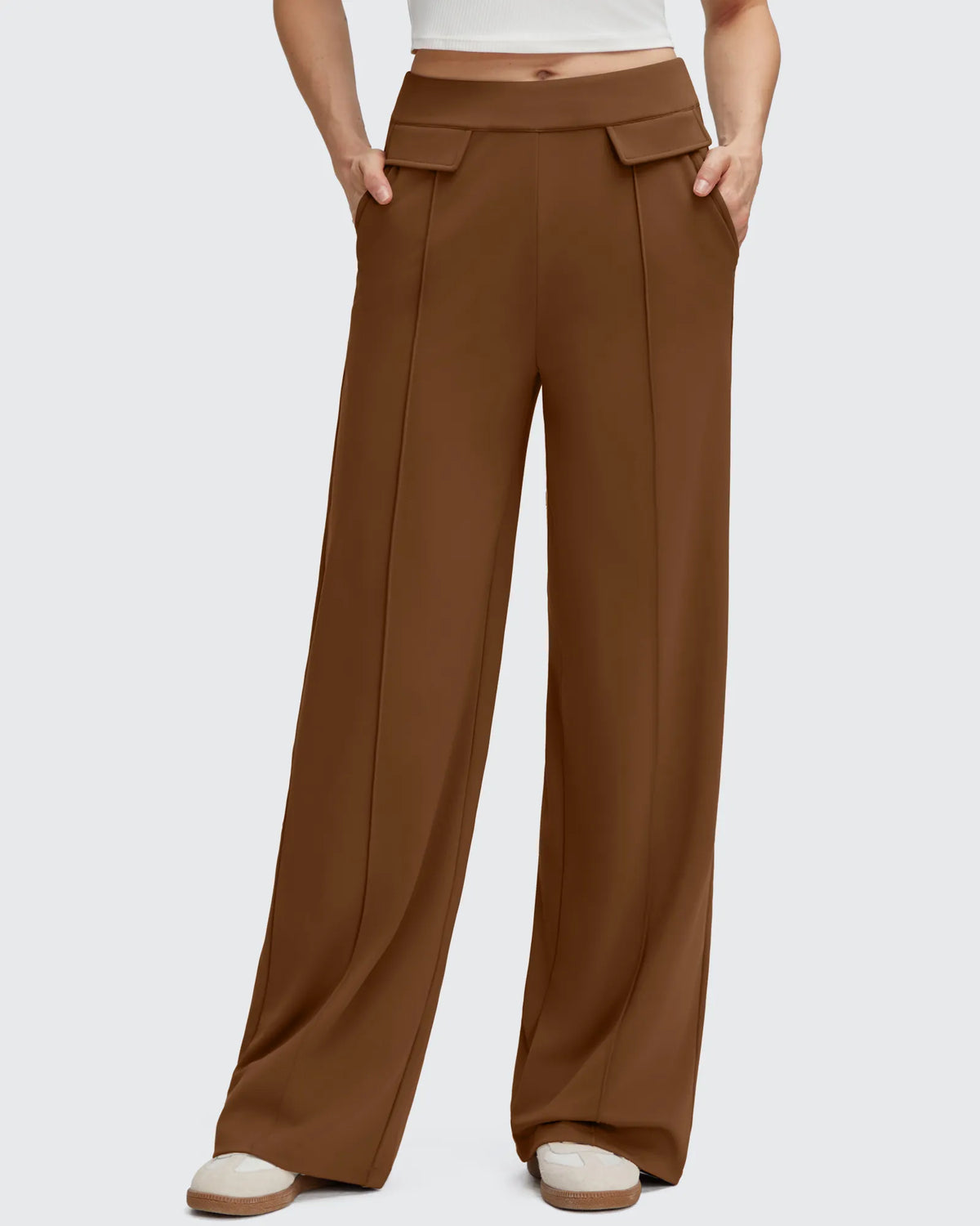 EverGoing Flap Pockets Wide Leg Dressy Pants