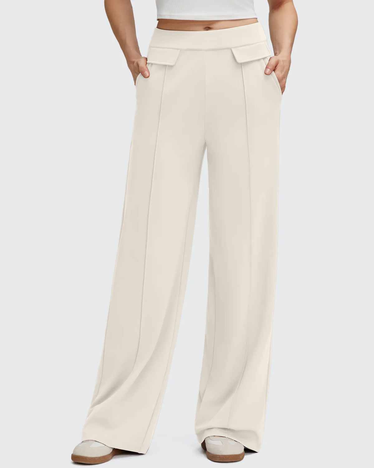 EverGoing Flap Pockets Wide Leg Dressy Pants