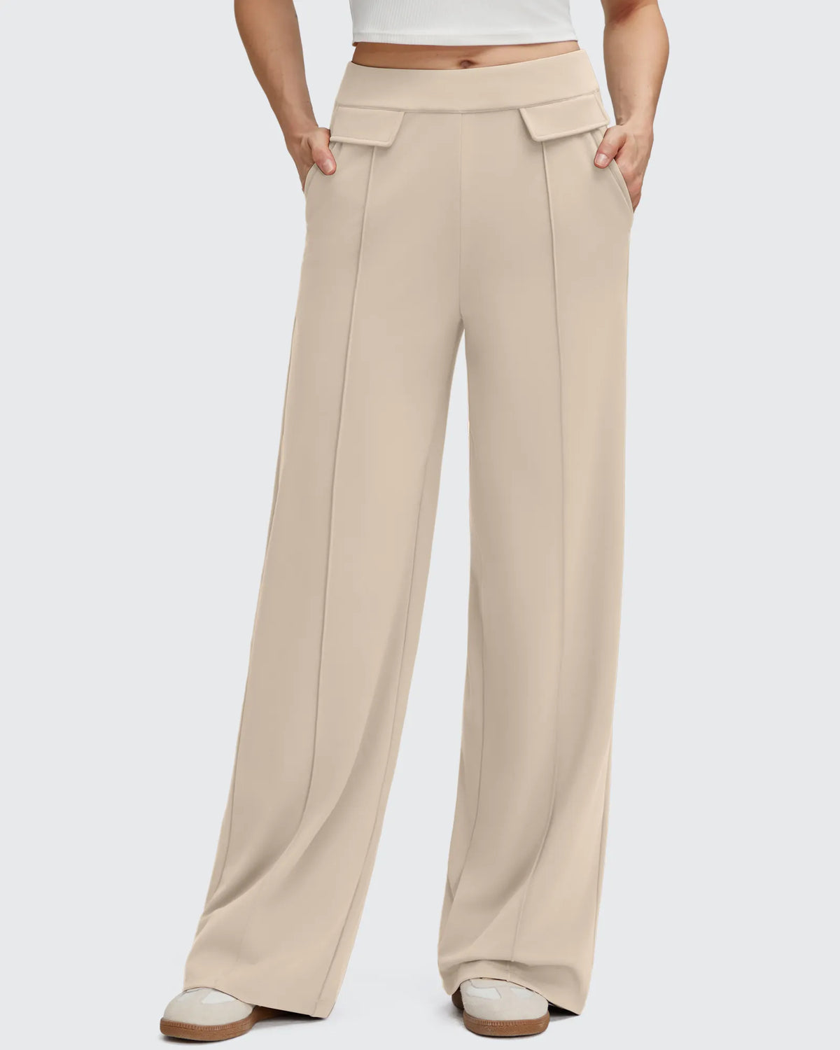 EverGoing Flap Pockets Wide Leg Dressy Pants
