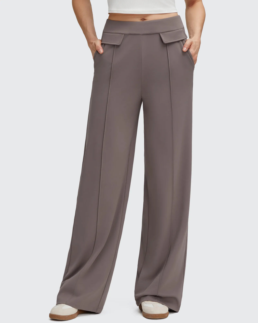 EverGoing Flap Pockets Wide Leg Dressy Pants