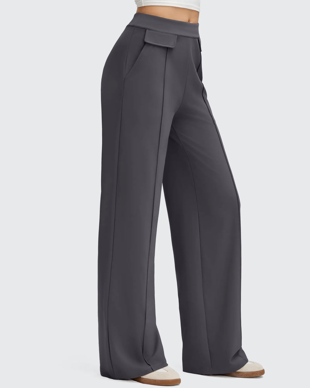EverGoing Flap Pockets Wide Leg Dressy Pants