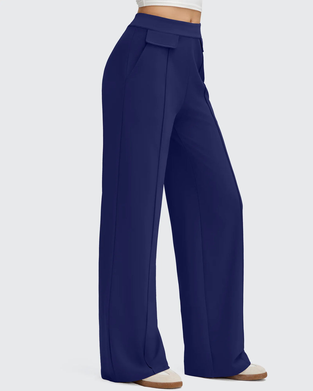 EverGoing Flap Pockets Wide Leg Dressy Pants