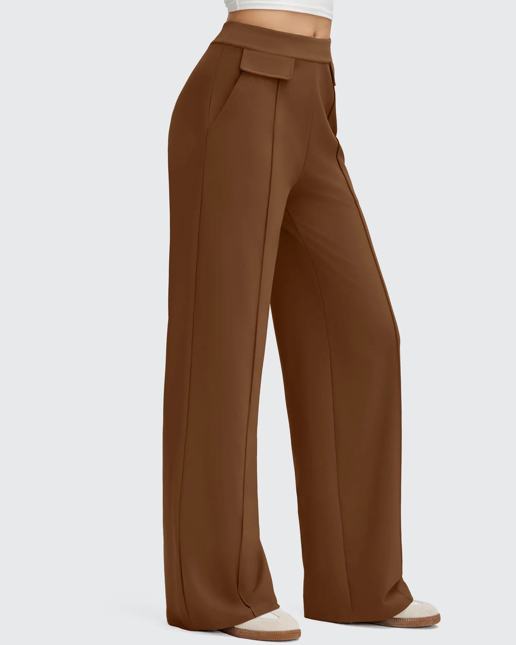 EverGoing Flap Pockets Wide Leg Dressy Pants
