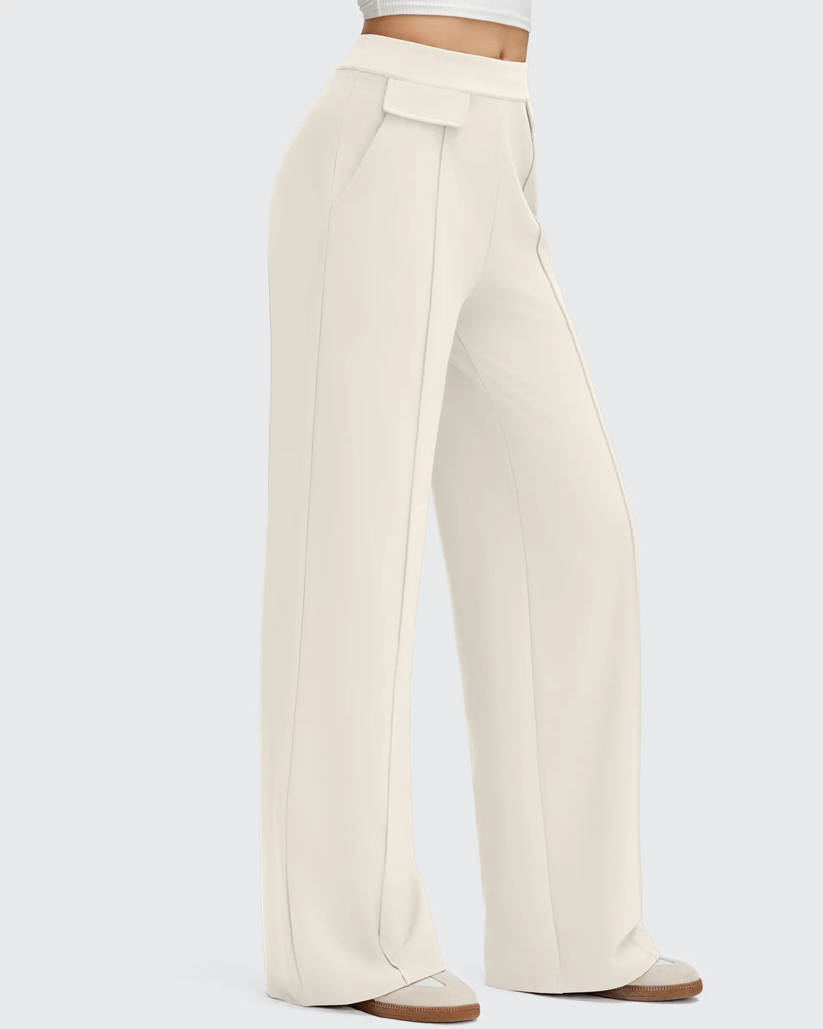 EverGoing Flap Pockets Wide Leg Dressy Pants