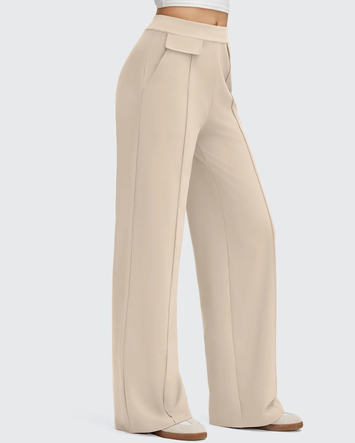 EverGoing Flap Pockets Wide Leg Dressy Pants