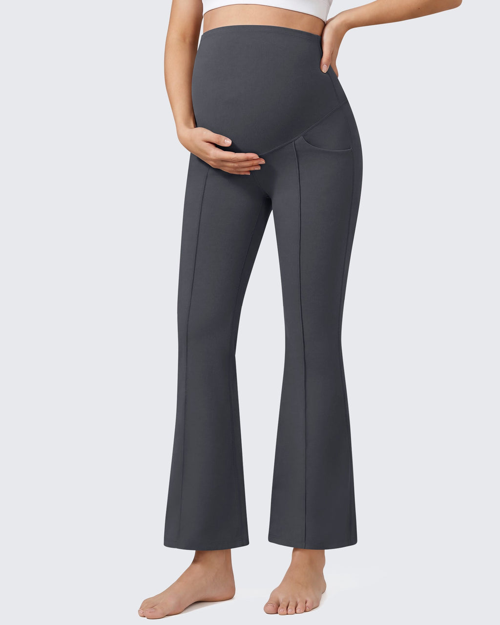 G4Free EverGoing Maternity Flare Leggings with Pockets – Over the Belly 25''