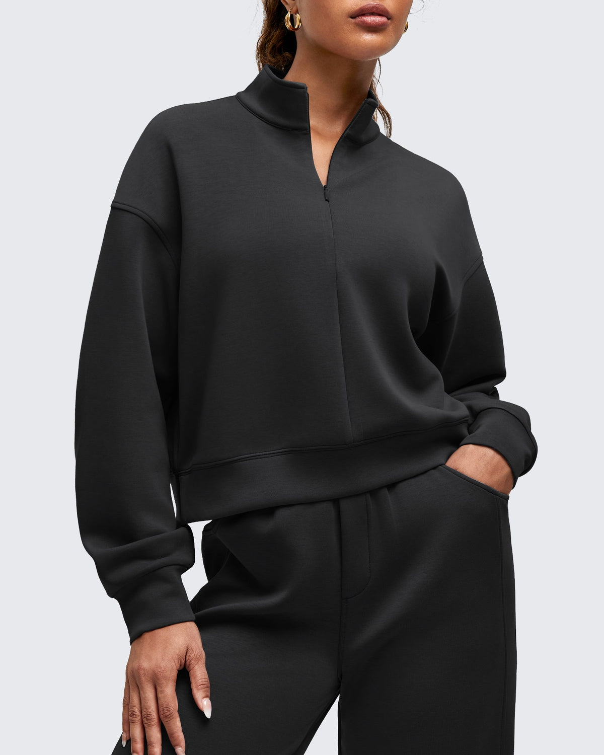 Smoofit Half-Zip Mock Neck Long Sleeve Sweatshirts