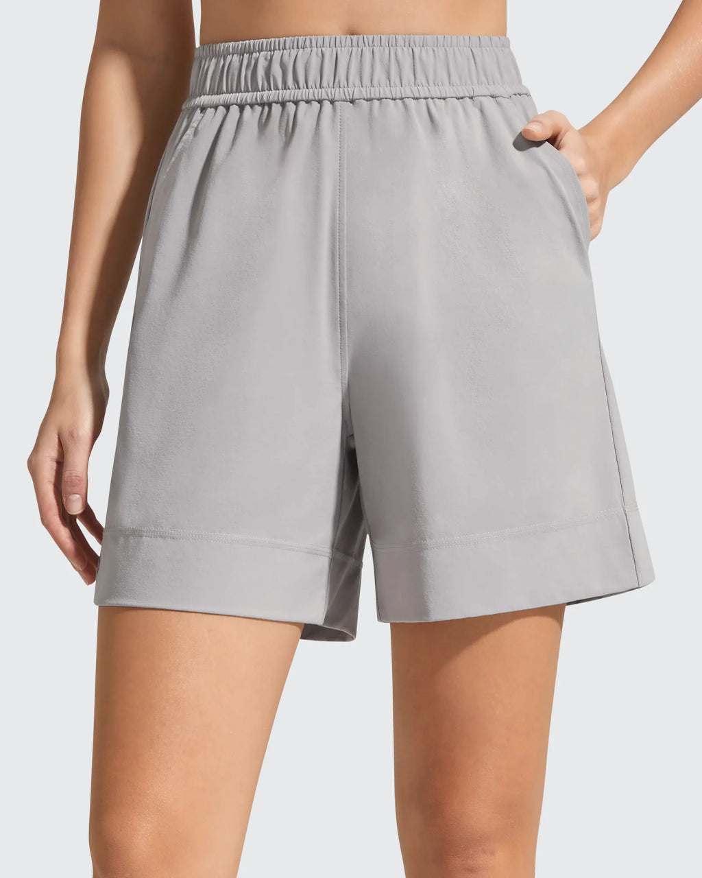 Strowen Elastic Waist Wide Leg A Line Shorts 4''