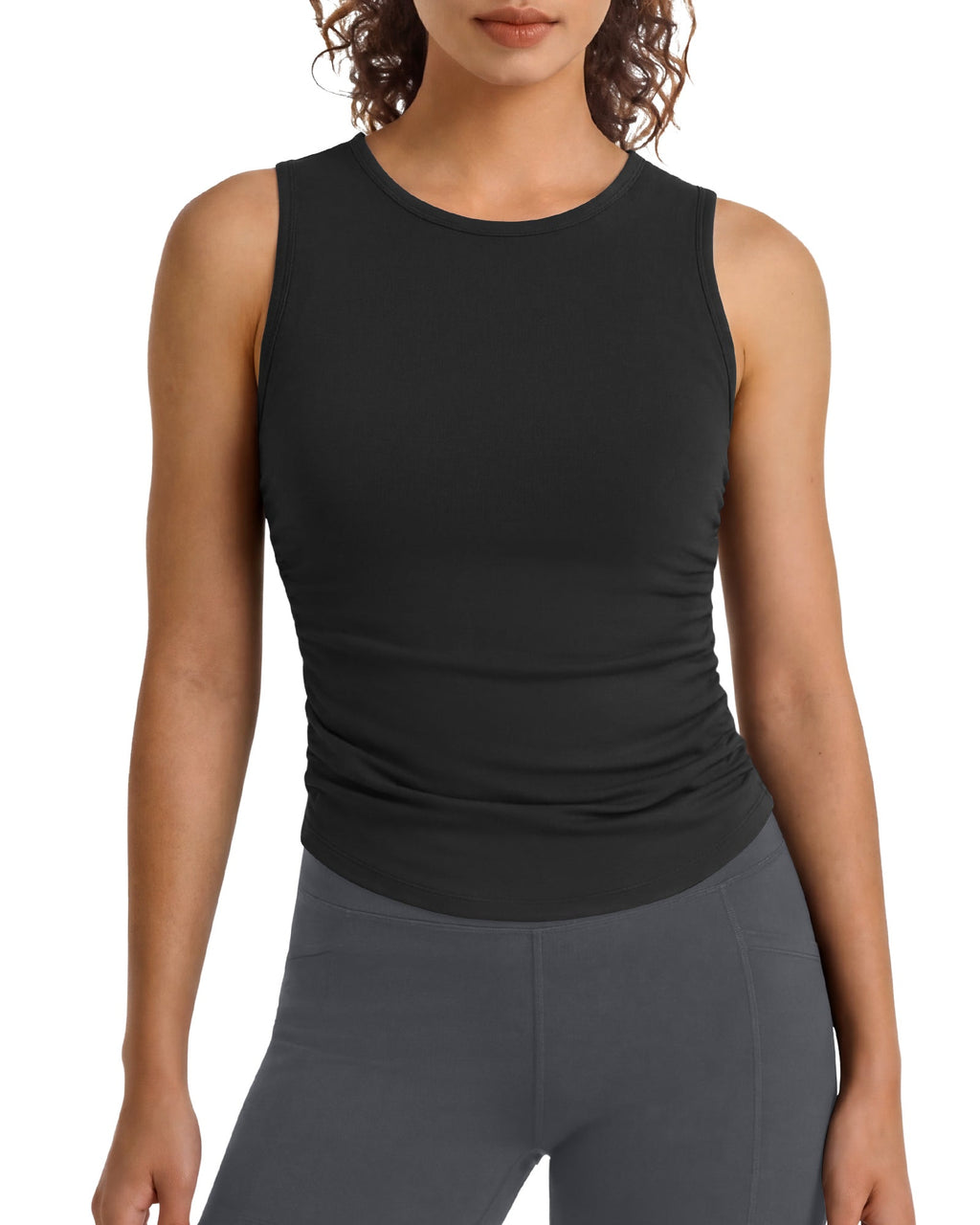 G4Free BareFeel Ruched High Neck Yoga Tank Top