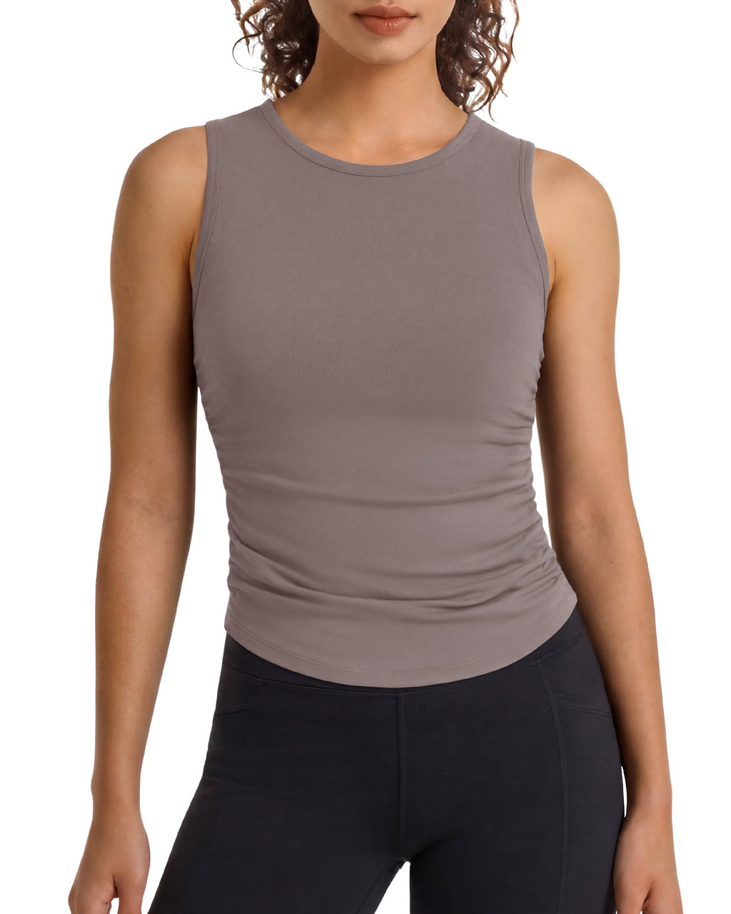G4Free BareFeel Ruched High Neck Yoga Tank Top