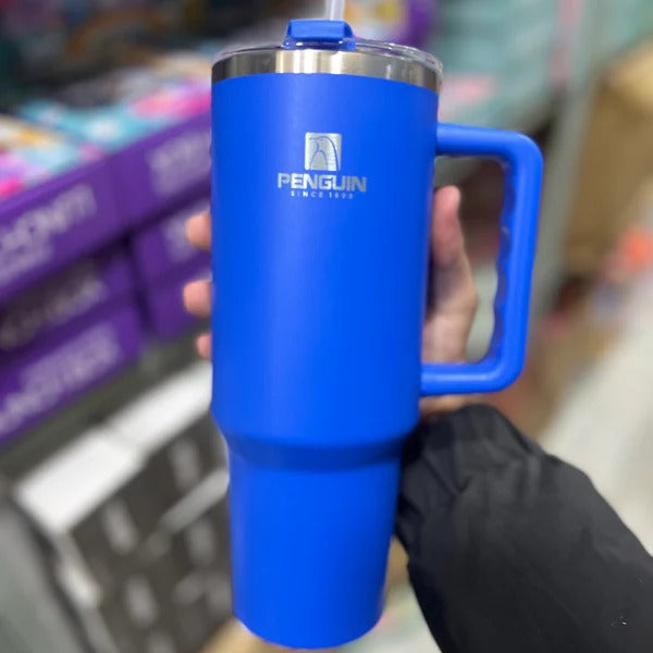 40oz Penguin Insulated Stainless Steel Tumbler with Straw - blue