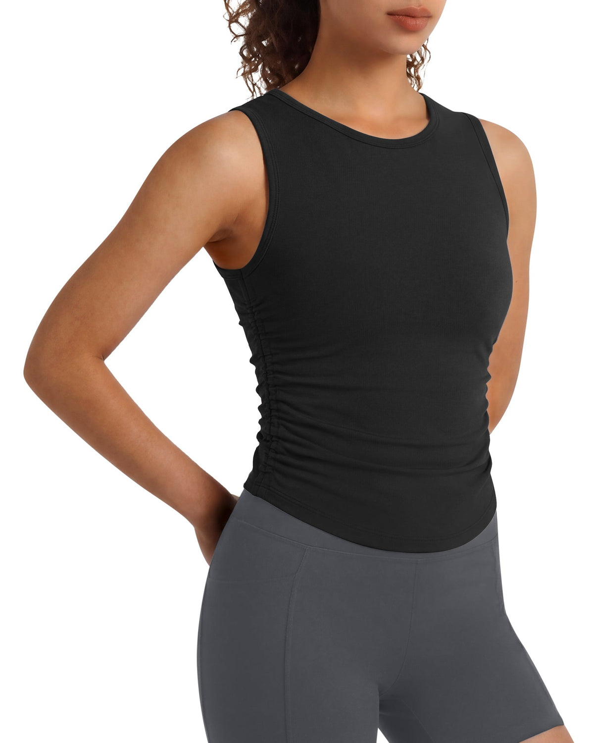 G4Free BareFeel Ruched High Neck Yoga Tank Top