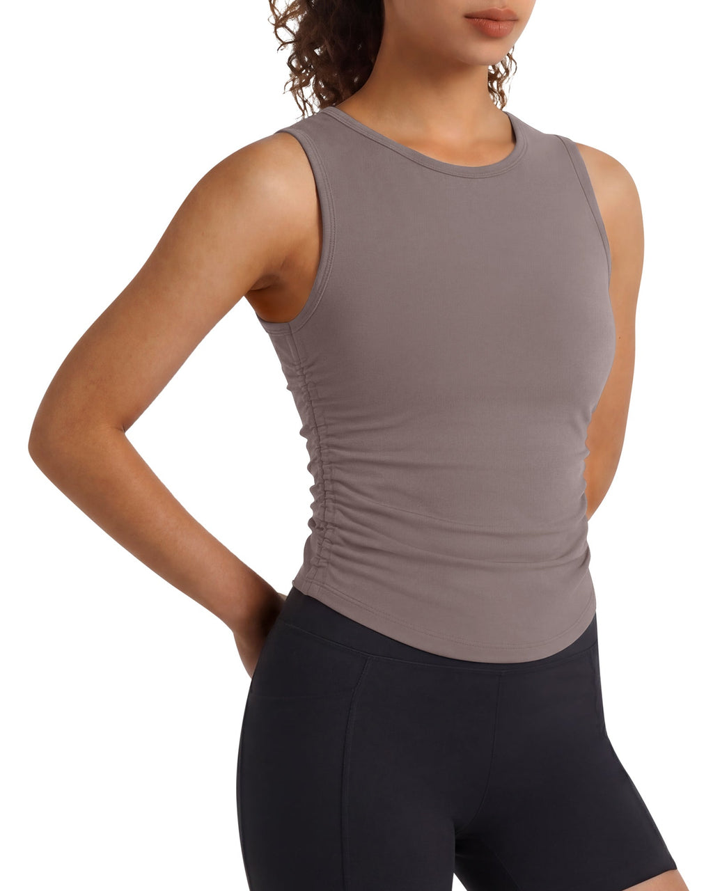 G4Free BareFeel Ruched High Neck Yoga Tank Top