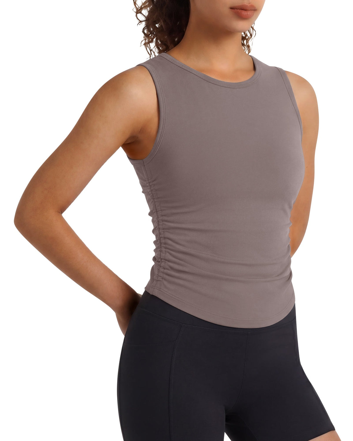 G4Free BareFeel Ruched High Neck Yoga Tank Top