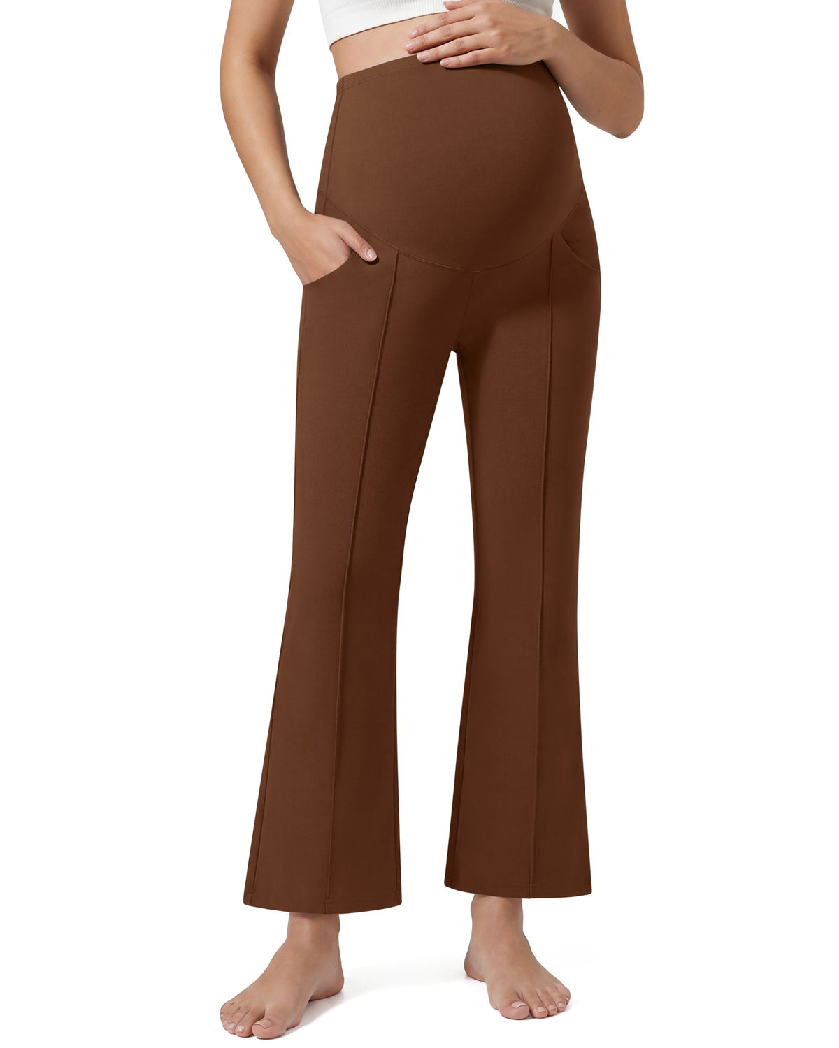 G4Free EverGoing Maternity Flare Leggings with Pockets – Over the Belly 25''