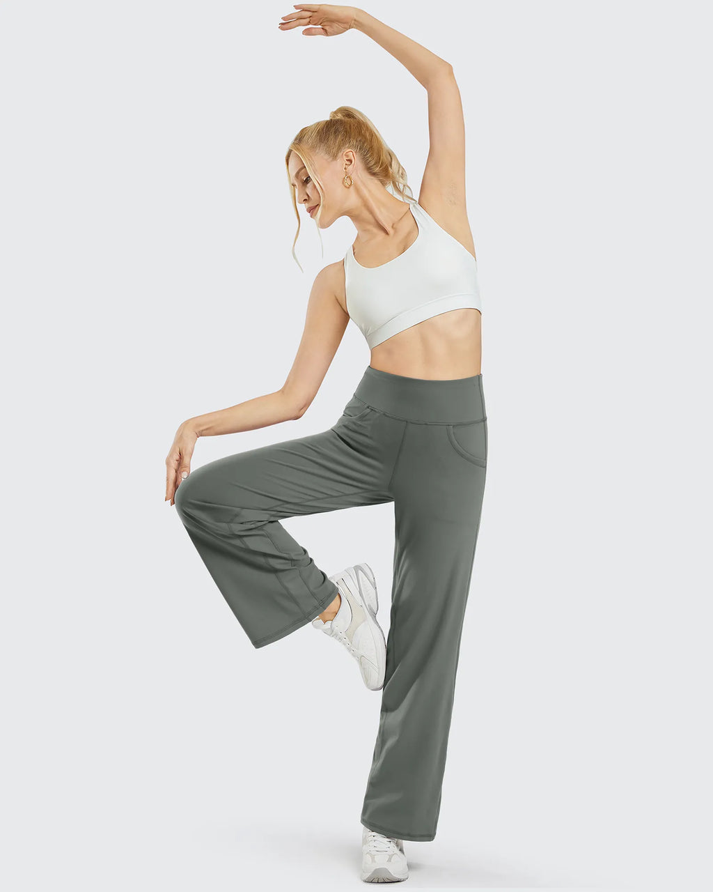 Wide Leg Pants Woman Yoga Pants with Pockets Petite