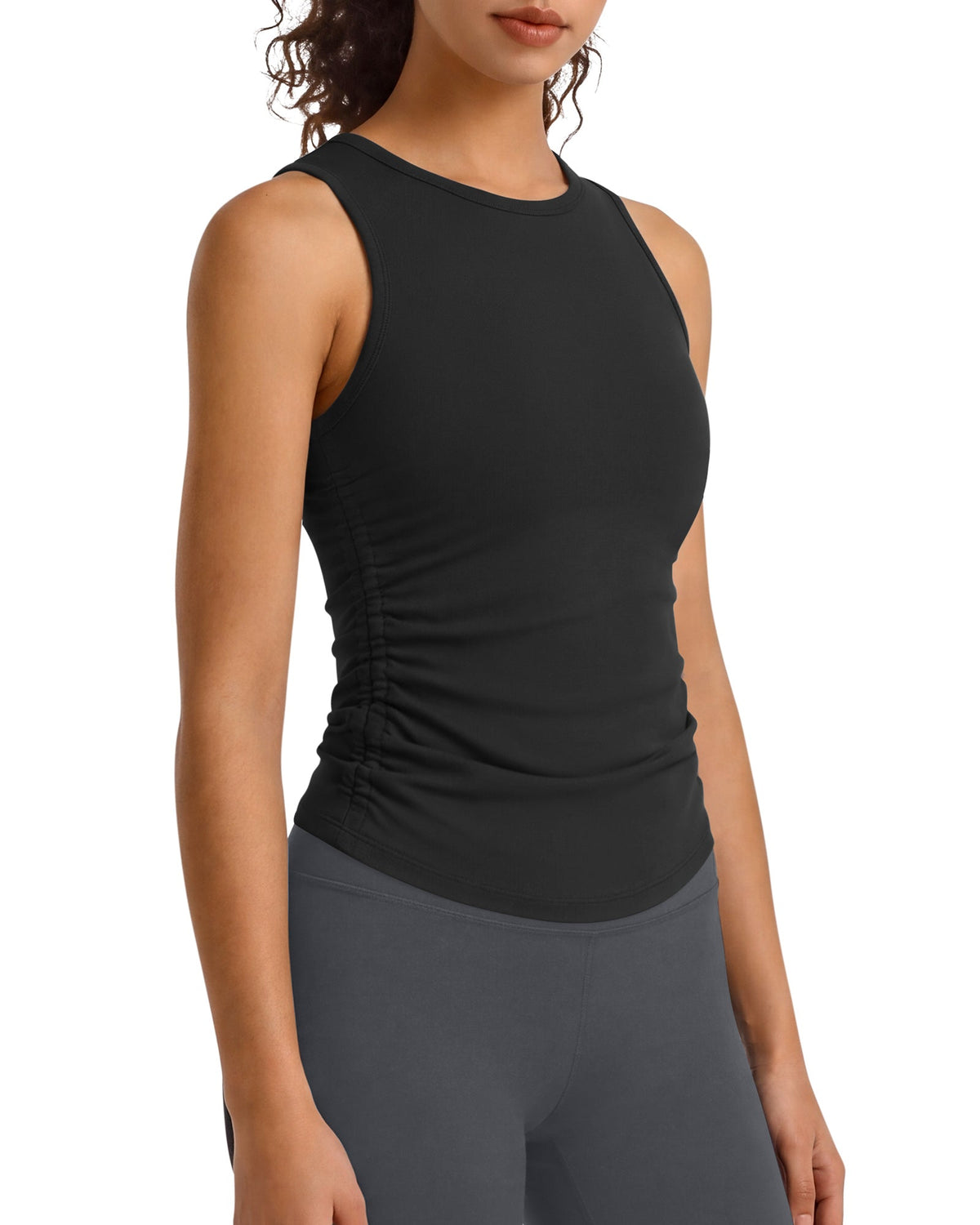G4Free BareFeel Ruched High Neck Yoga Tank Top