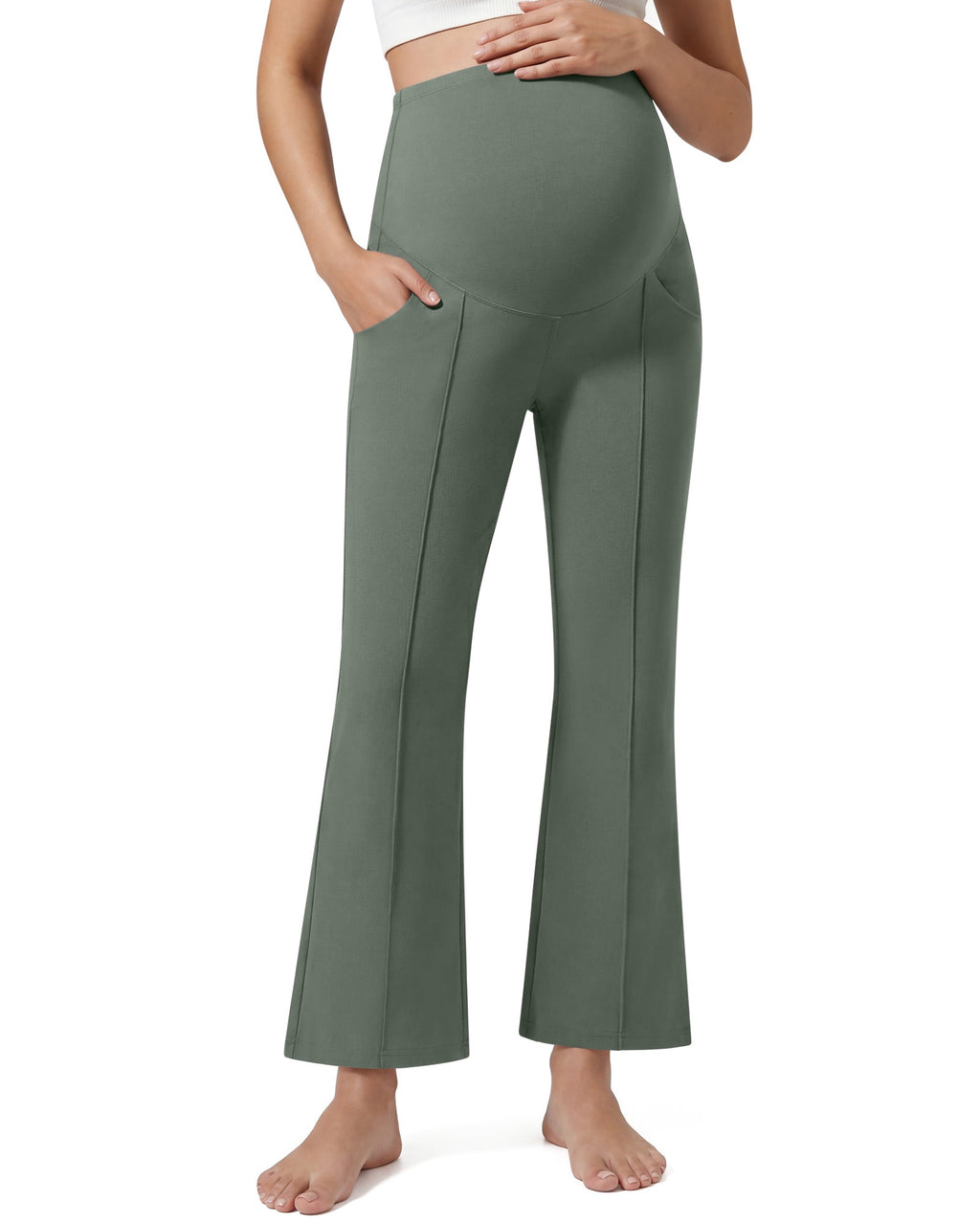 G4Free EverGoing Maternity Flare Leggings with Pockets – Over the Belly 25''