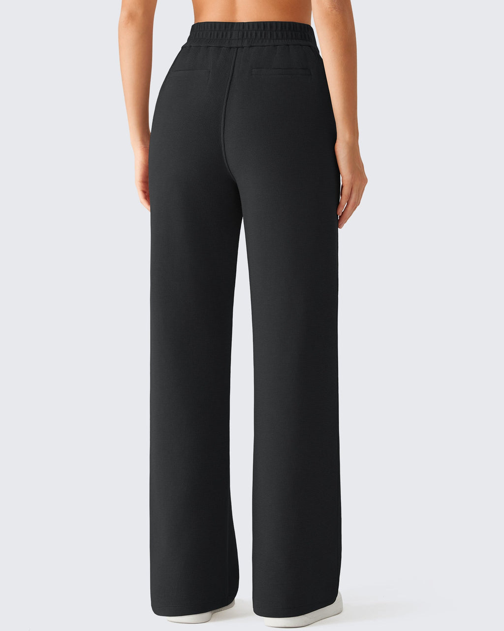 G4Free Waffle Wide Leg Pull On Dress Pants High Waisted Stretchy