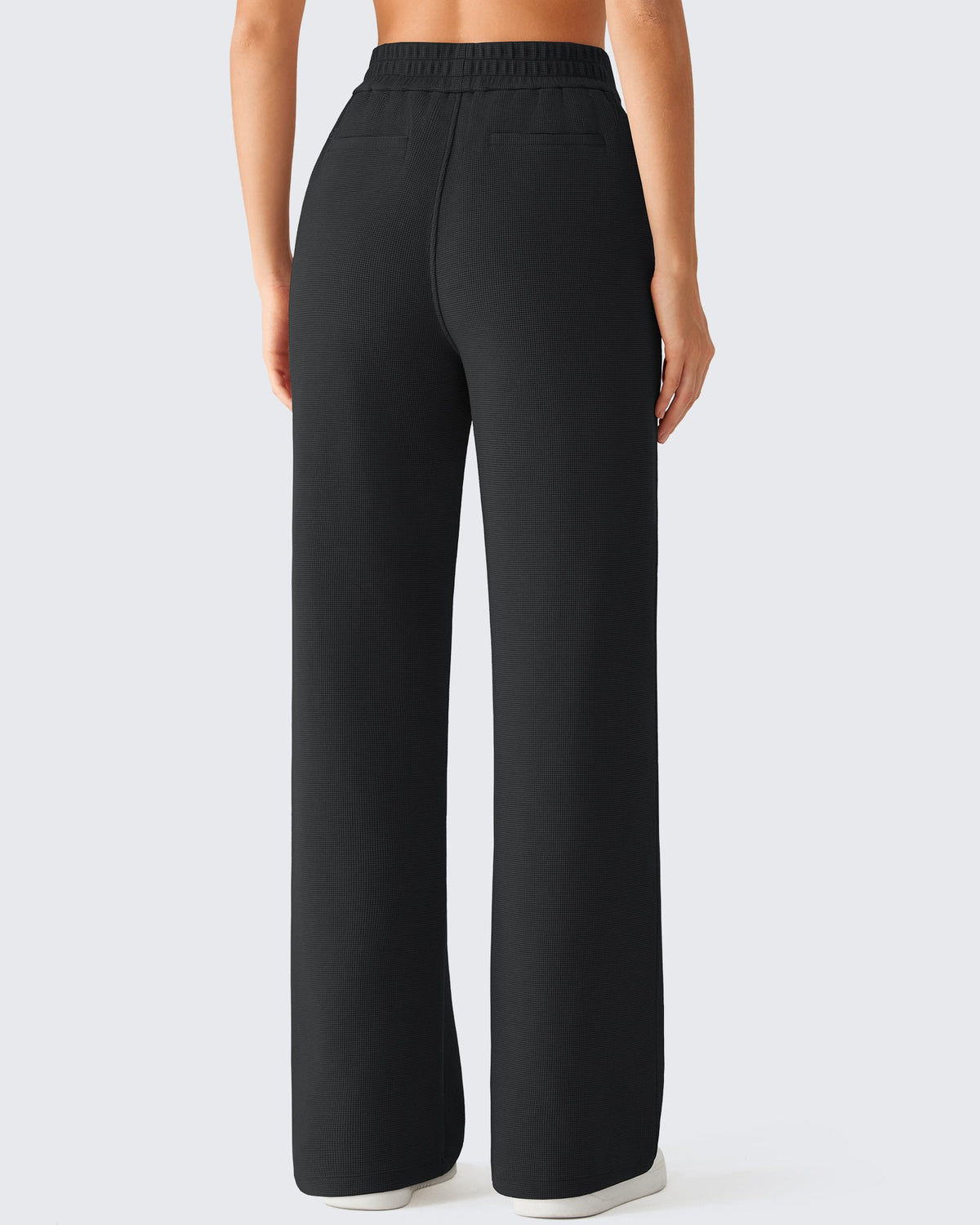 G4Free Waffle Wide Leg Pull On Dress Pants High Waisted Stretchy
