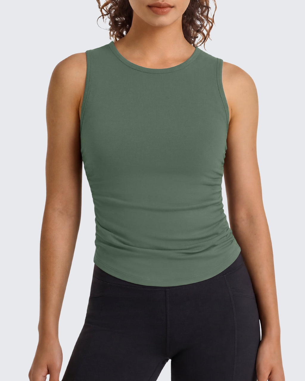 G4Free BareFeel Ruched High Neck Yoga Tank Top