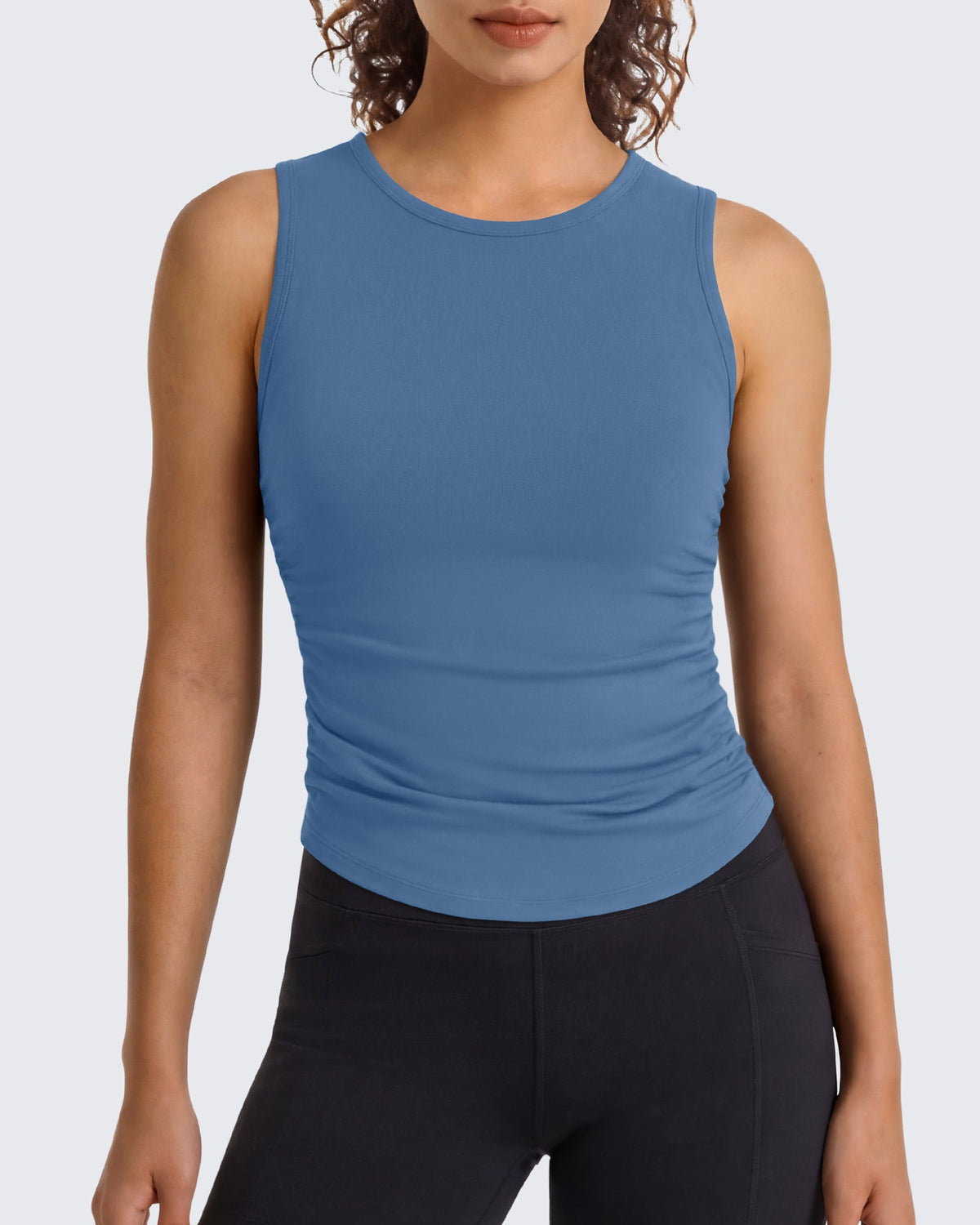 G4Free BareFeel Ruched High Neck Yoga Tank Top