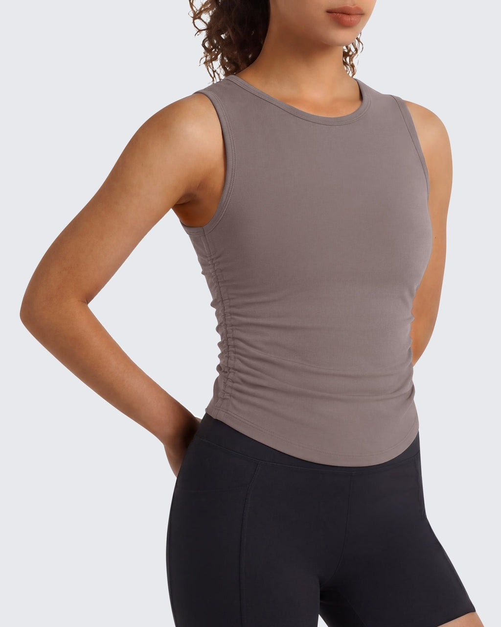 G4Free BareFeel Ruched High Neck Yoga Tank Top