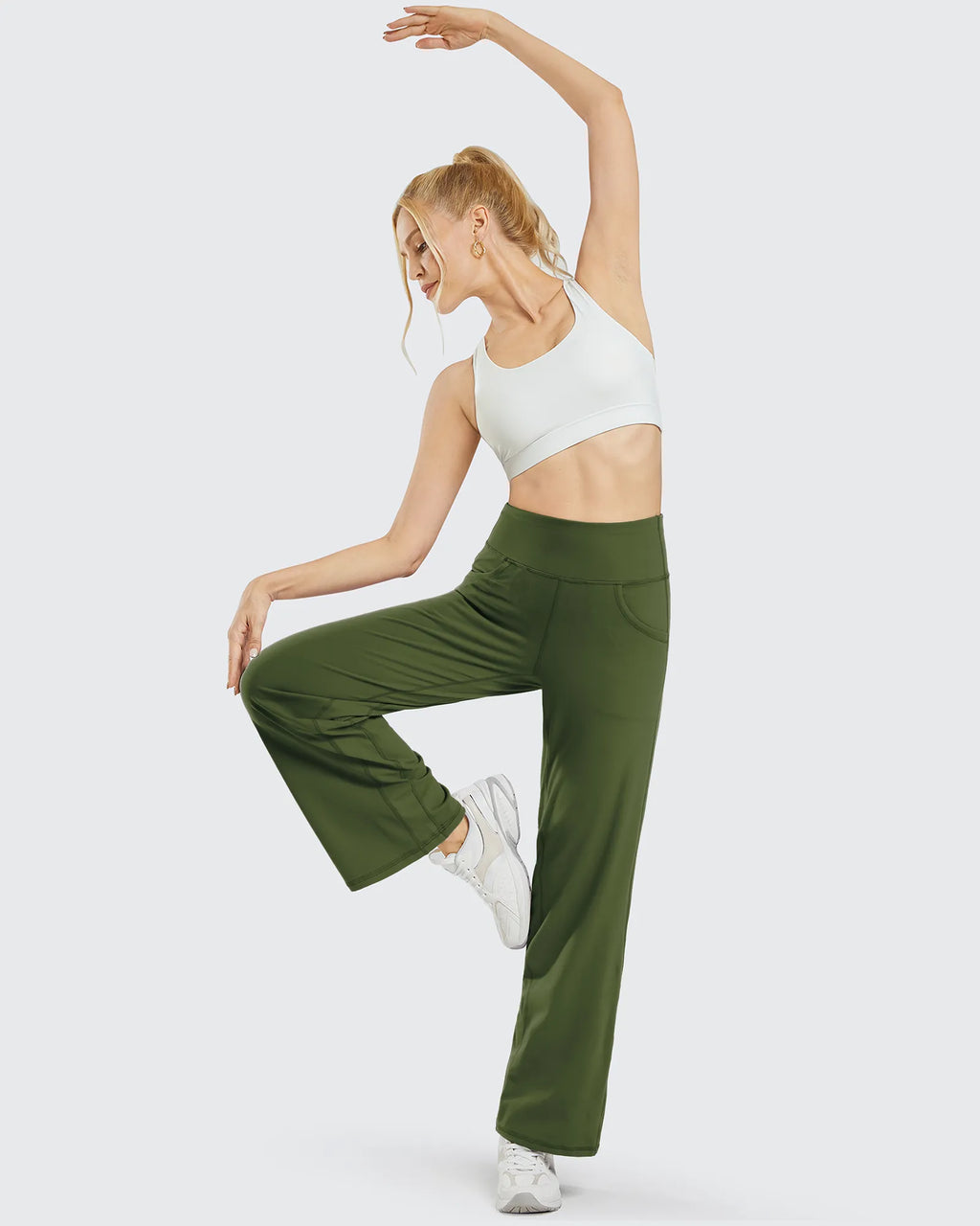 Wide Leg Pants Woman Yoga Pants with Pockets Petite