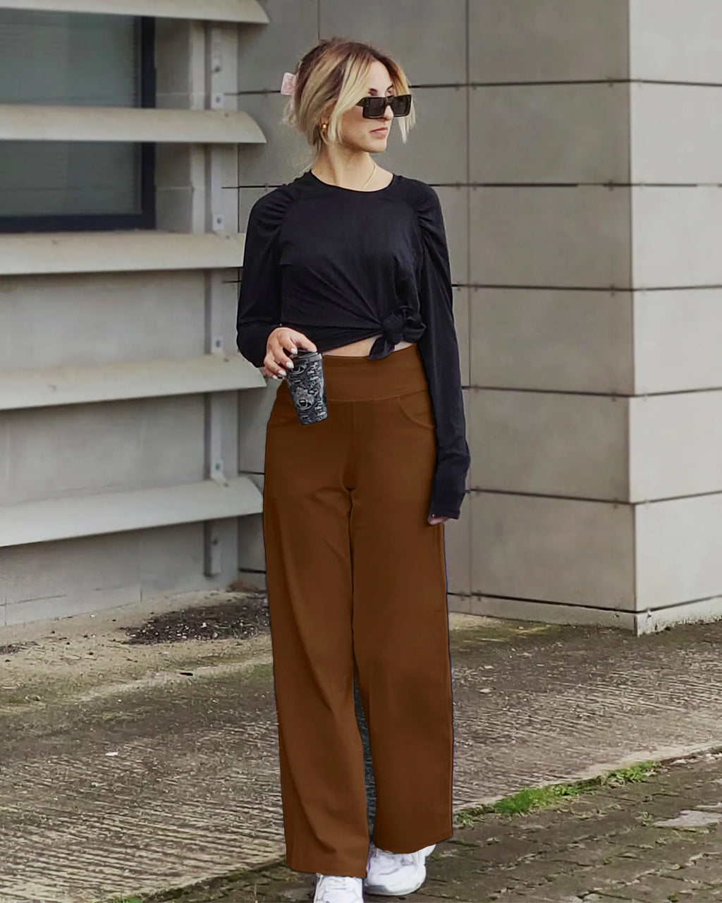 Wide Leg Pants Woman Yoga Pants with Pockets Regular