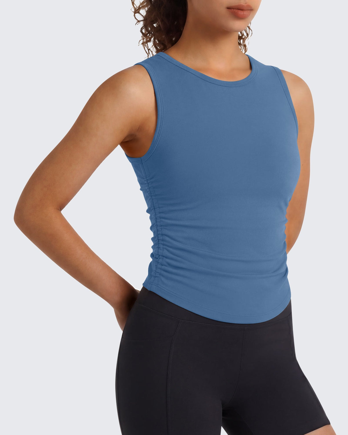 G4Free BareFeel Ruched High Neck Yoga Tank Top