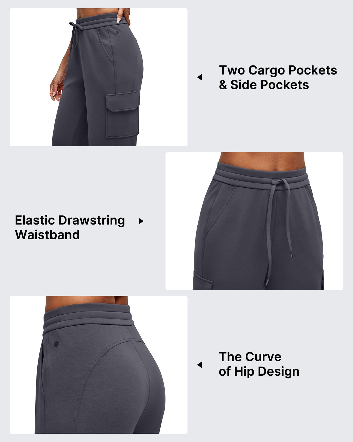 Smoofit Drawstring Wide Leg Pockets Cargo Sweatpants