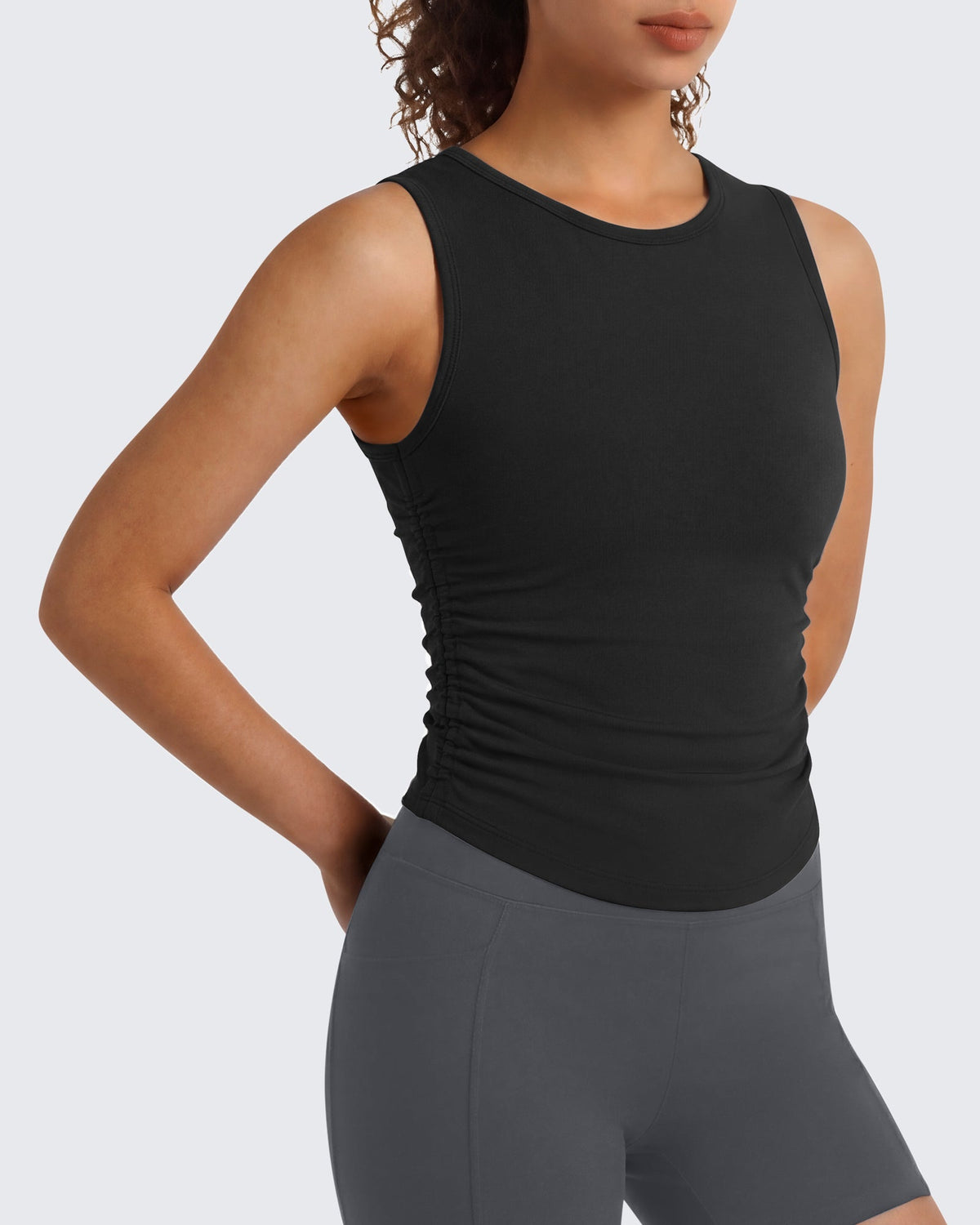 G4Free BareFeel Ruched High Neck Yoga Tank Top