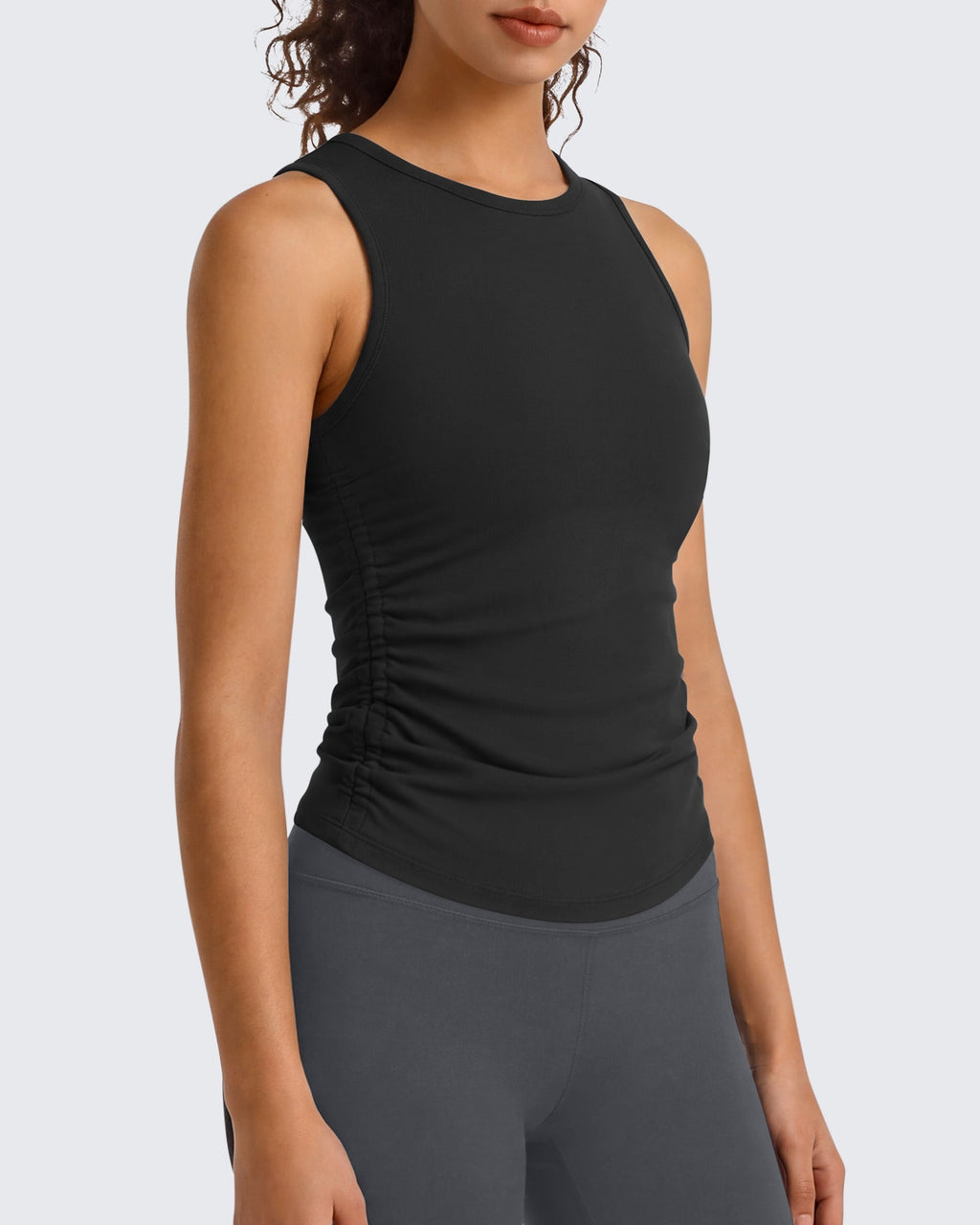 G4Free BareFeel Ruched High Neck Yoga Tank Top