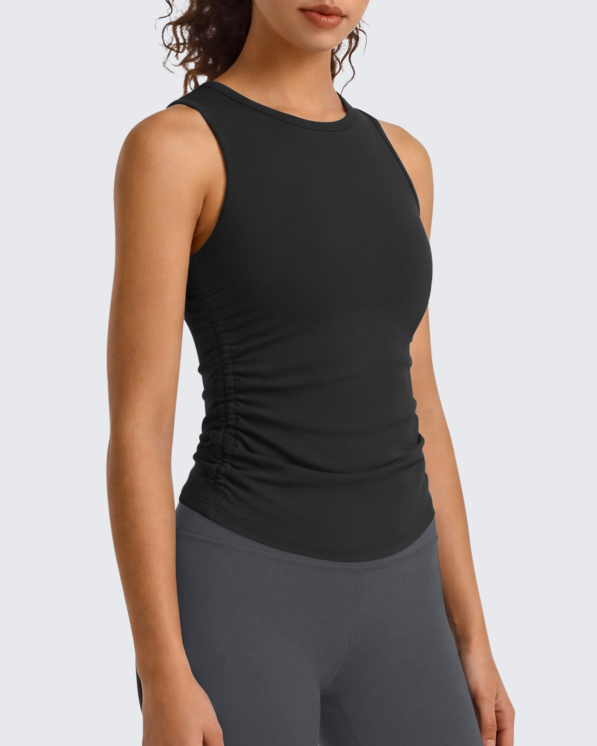 G4Free BareFeel Ruched High Neck Yoga Tank Top