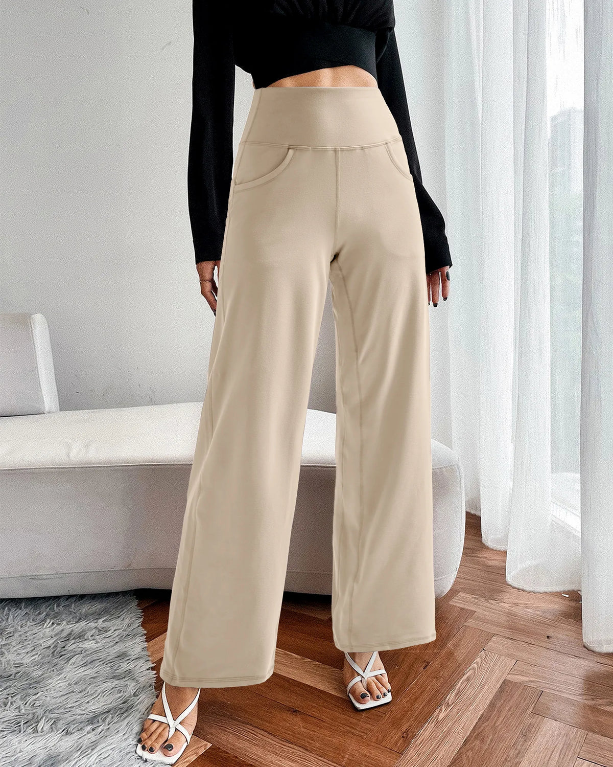 Wide Leg Pants Woman Yoga Pants with Pockets Regular
