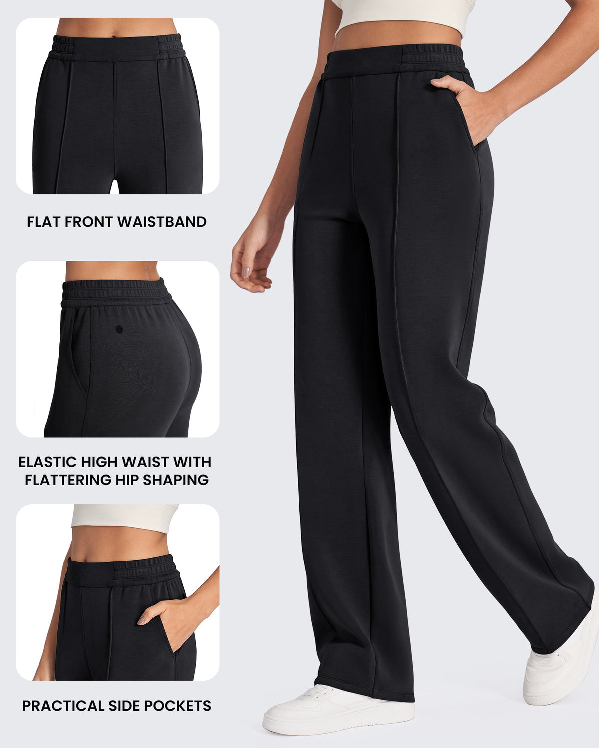 Smoofit Loose High-Rise Elastic Dressy Pants Petite