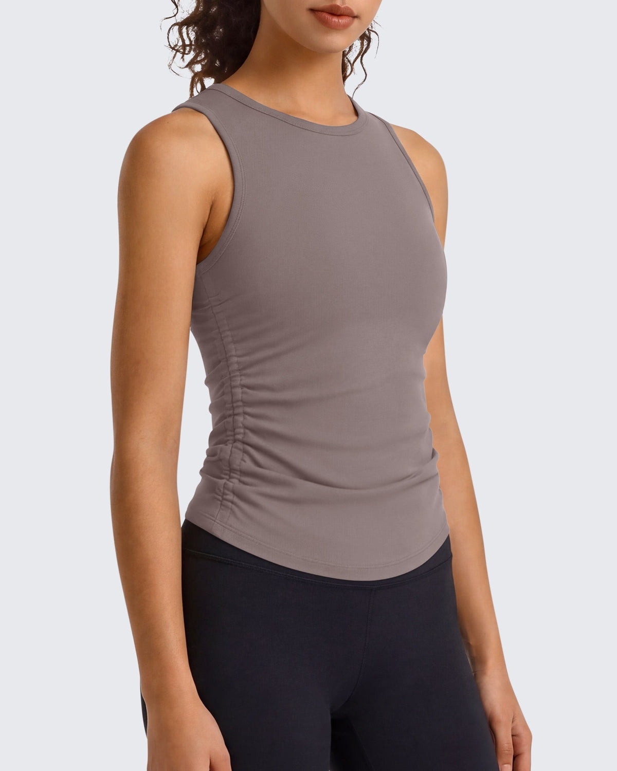 G4Free BareFeel Ruched High Neck Yoga Tank Top