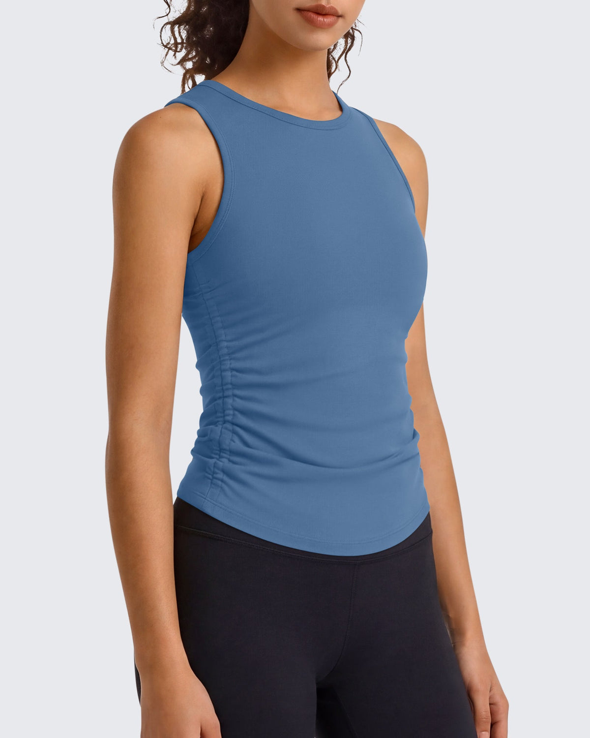 G4Free BareFeel Ruched High Neck Yoga Tank Top
