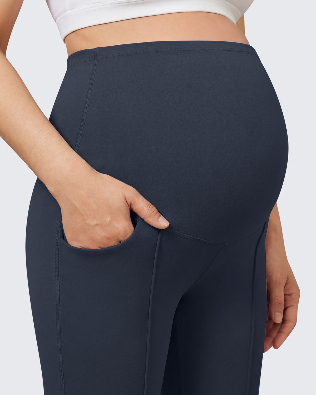 G4Free EverGoing Maternity Flare Leggings with Pockets – Over the Belly 25''