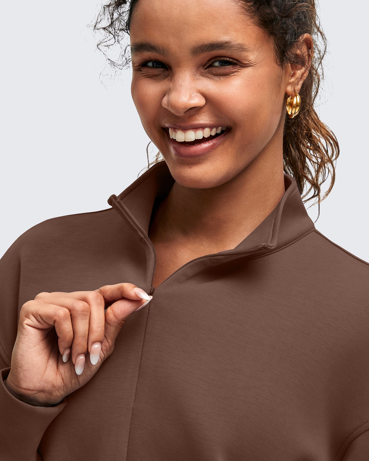 Smoofit Half-Zip Mock Neck Long Sleeve Sweatshirts