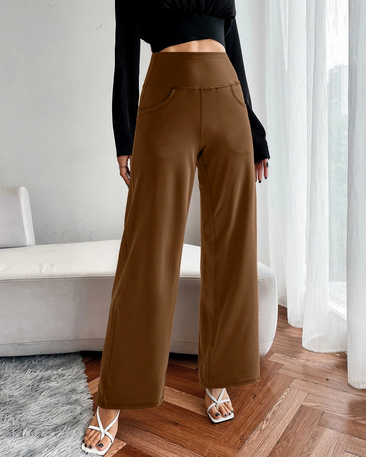 Wide Leg Pants Woman Yoga Pants with Pockets Regular