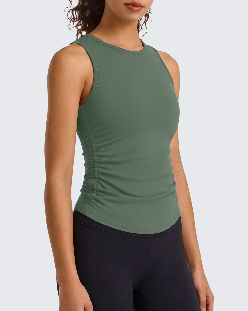 G4Free BareFeel Ruched High Neck Yoga Tank Top