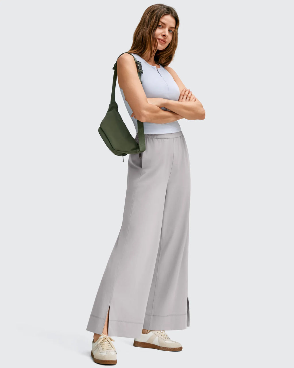 Strowen Lightweight Ankle Splits Wide Leg Ankle Pants