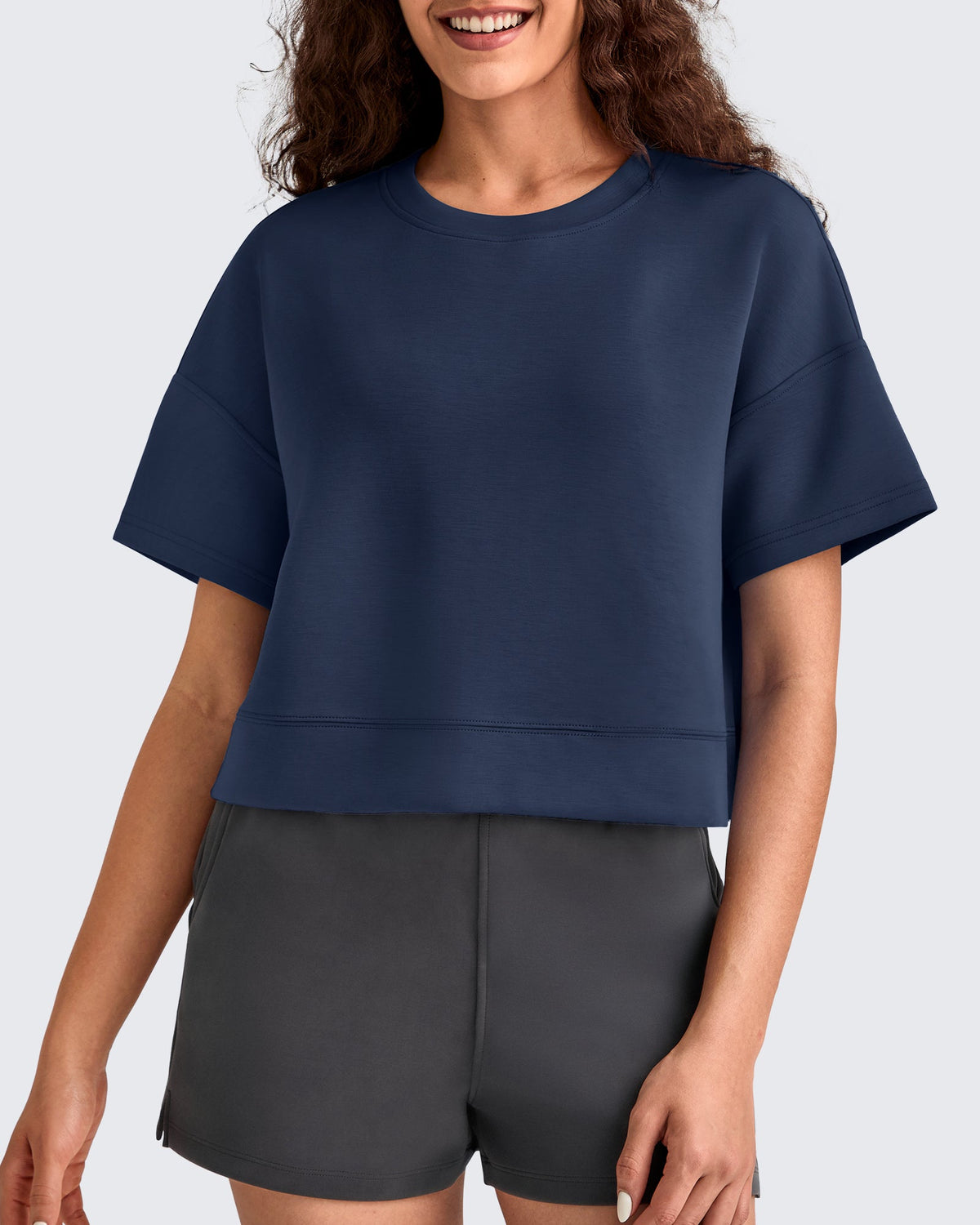 Smoofit Crew Neck Boxy Drop Shoulder Short Sleeve